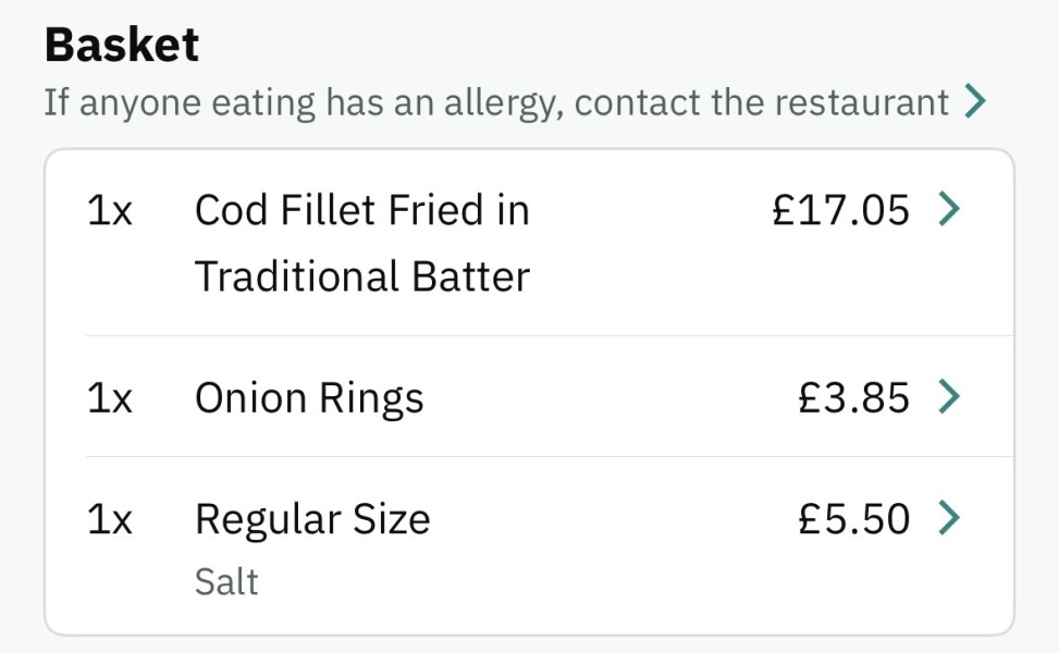 What would you expect to pay for this takeaway order?
