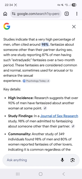 Do 99% of men think about someone else while DTD?