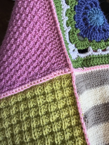 Part 2. Our blanket making for lovely waffle heads into its final stages.