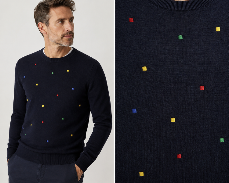 Please help identify the perfect  jumper a man was wearing on the train!