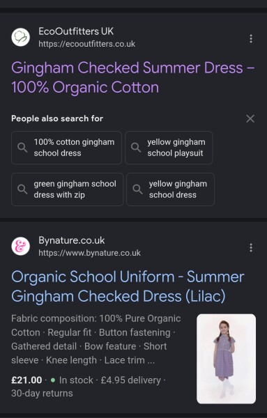 Lilac gingham uniform cotton?