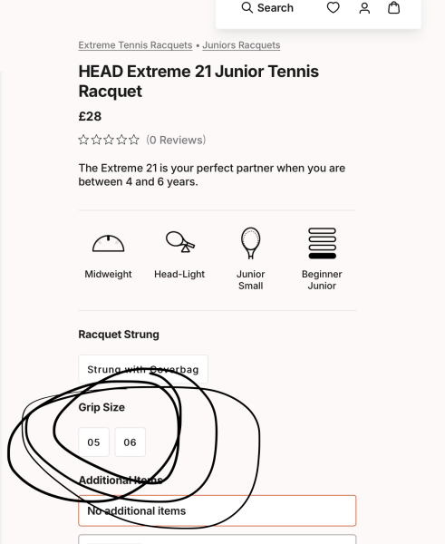 Junior Tennis Racket Grip Size Question