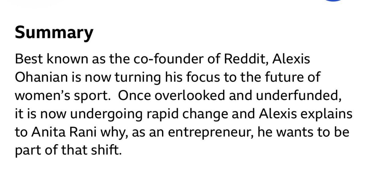 Another irony meter maxing out; Reddit creator launching female sports initiative, on woman’s hour