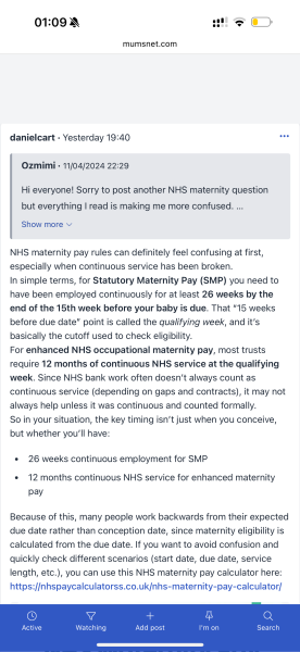 Confused about NHS maternity pay after a break in service