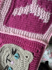 Part 2. Our blanket making for lovely waffle heads into its final stages.