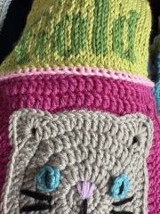 Part 2. Our blanket making for lovely waffle heads into its final stages.
