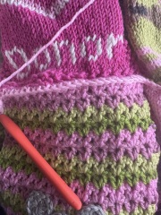 Part 2. Our blanket making for lovely waffle heads into its final stages.