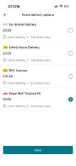 Vinted Postage Choices