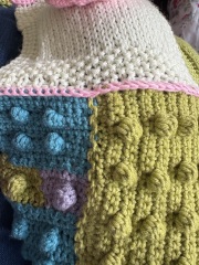 Part 2. Our blanket making for lovely waffle heads into its final stages.