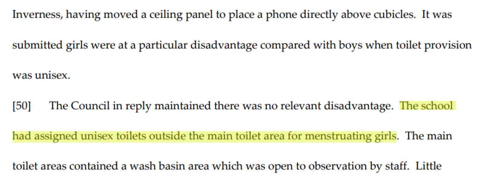 Another Scottish School single sex toilets case has been won.