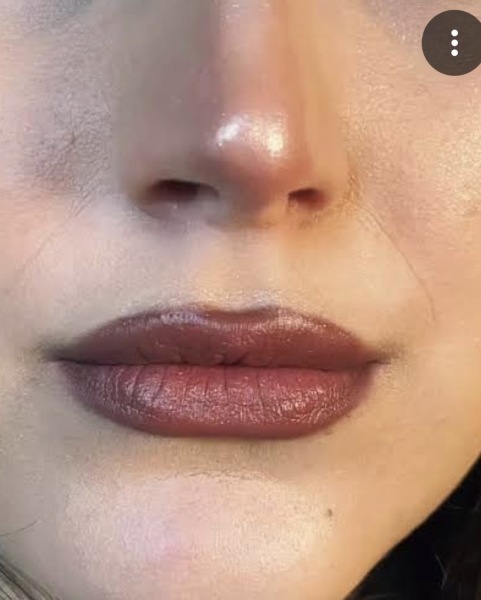 Lipstick put on around the lips
