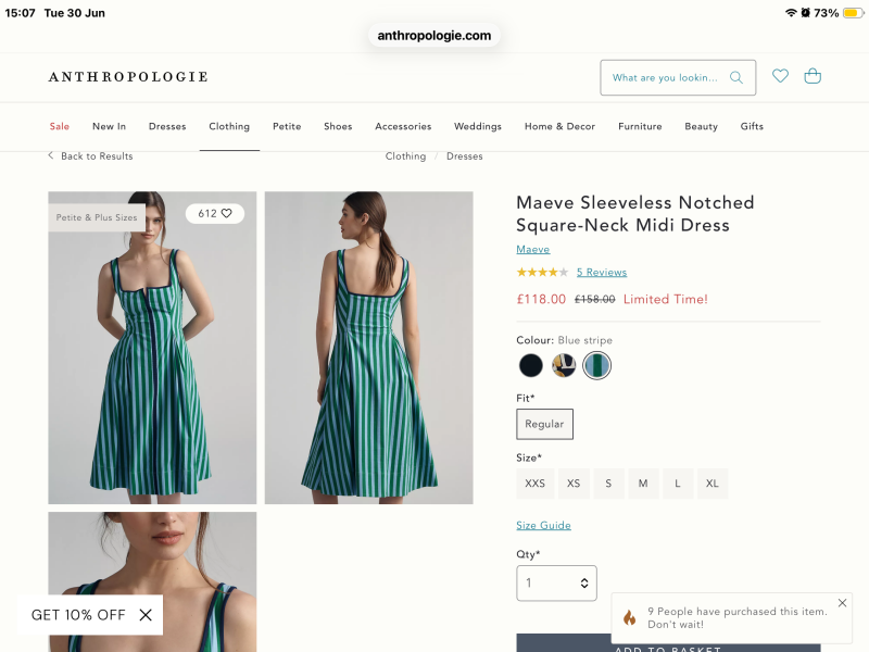 Can anyone identify this two-tone green striped dress from last night?