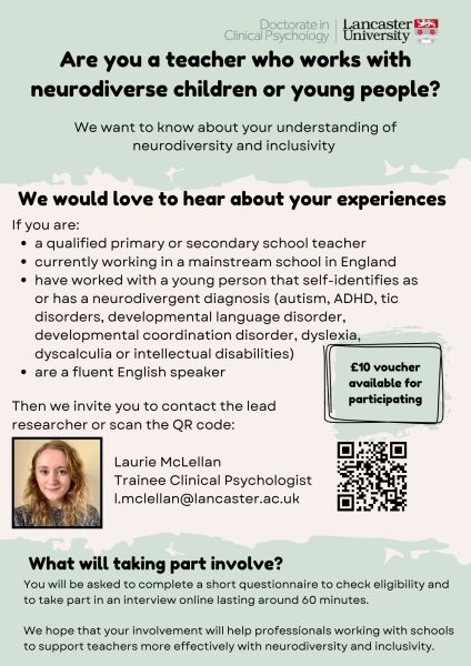 Recruiting teachers for research on neurodiversity and inclusion in schools
