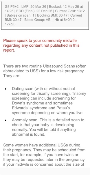 Is red text on Badger Notes normal after a 12 week scan?