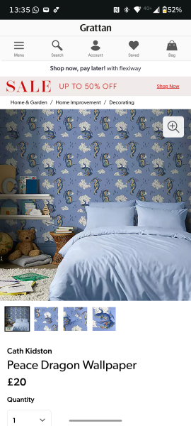 Looking for Cath Kidston Peace Dragons wallpaper - seems to be sold out everywhere!