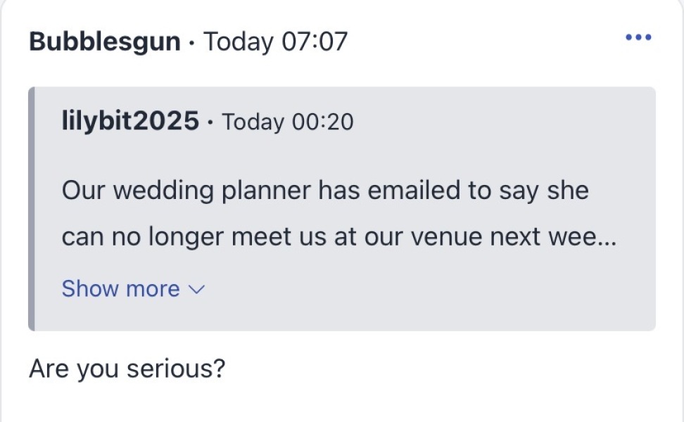 Wedding planner cancelled meet at wedding venue