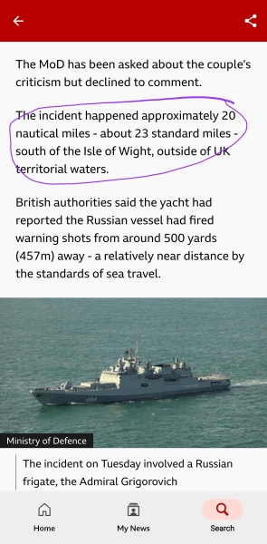 AIBU to think a Russian ship firing in home waters matters?