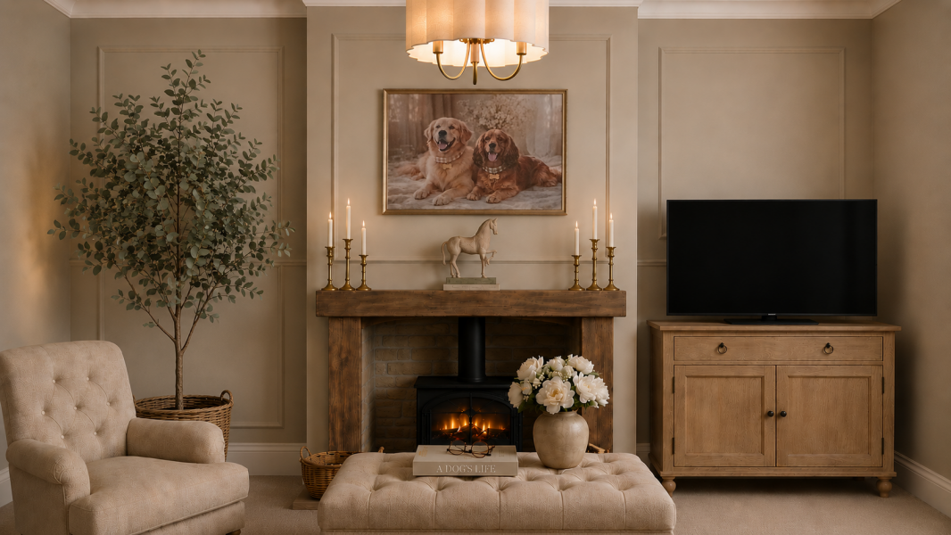 Which living room design suits a neutral country Cotswolds style best?