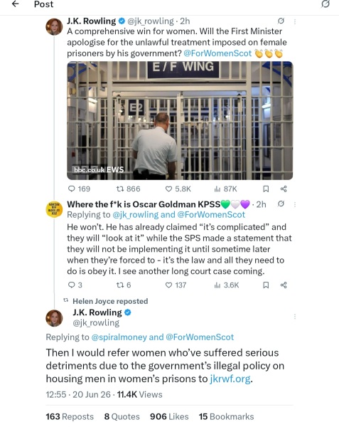 Another victory! For Women Scotland v Scottish Ministers in prisons case