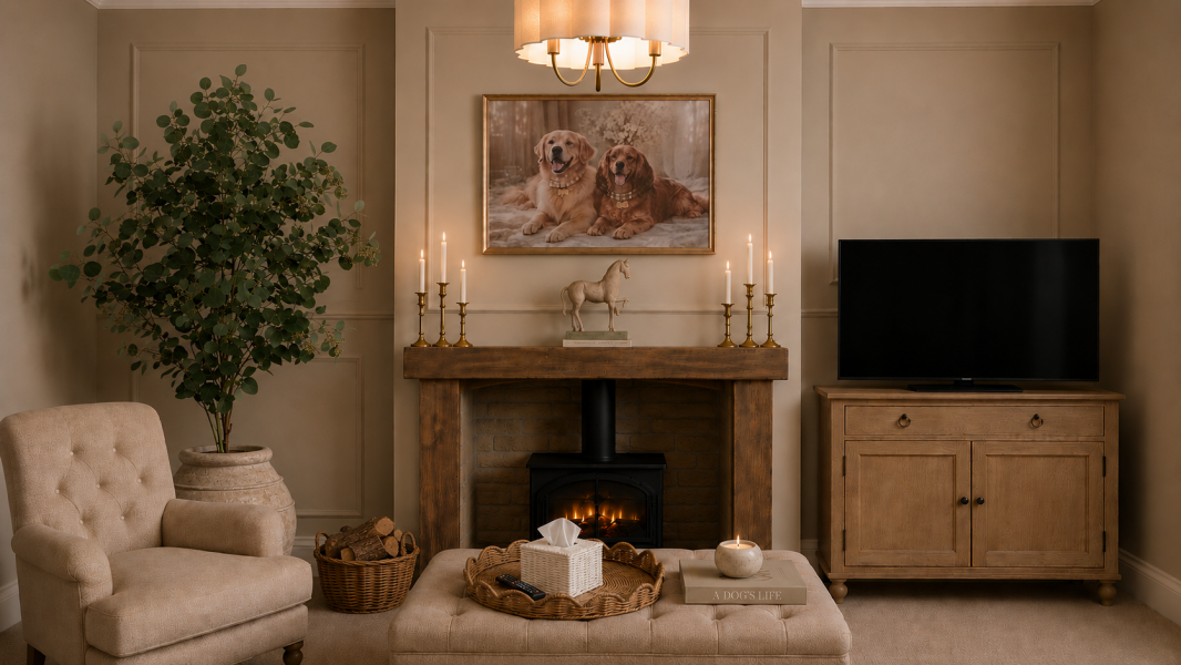 Which living room design suits a neutral country Cotswolds style best?