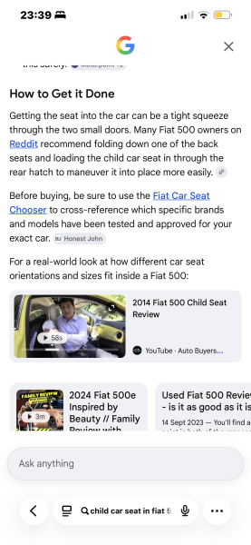 Refusing to drive on a motorway/long distance in a Fiat 500?