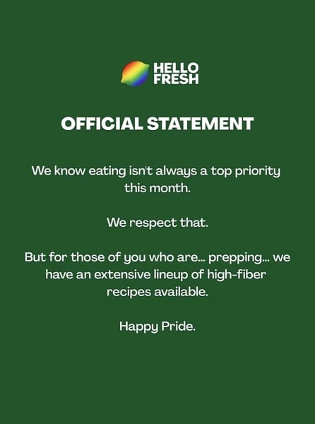 AIBU to find HelloFresh's Pride post grim?
