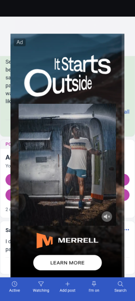 Video ads at top of page that you can't click to get rid of