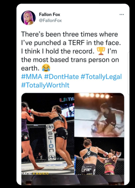 Fallon Fox being promoted at work Pride event