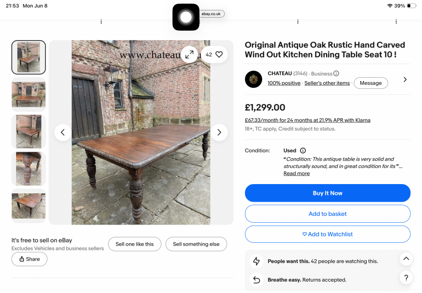 How can I find a new home for a large oak dining table