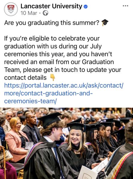 Daughter unable to attend her graduation ceremony as it is full. Advice please