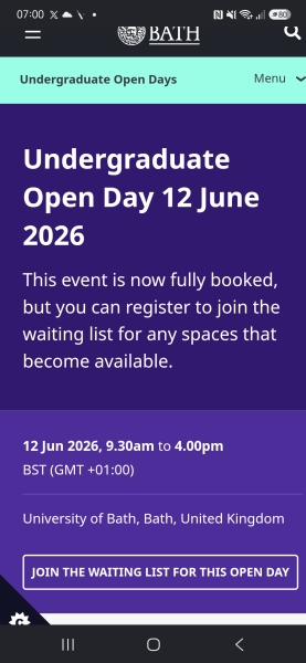 Uni of Bath open day this weekend- no booking