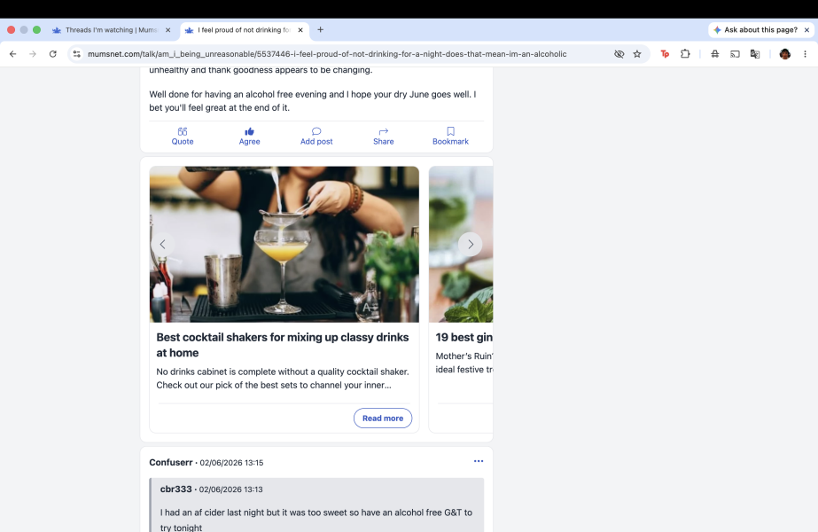 Inappropriate adds on thread about alcohol abuse