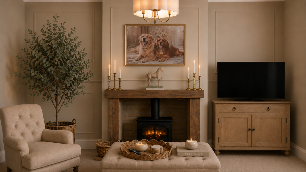 Which living room design suits a neutral country Cotswolds style best?