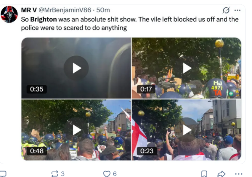 Today in Brighton the facsists turned up. Brighton barely let them out of the station. Well done Brighton !