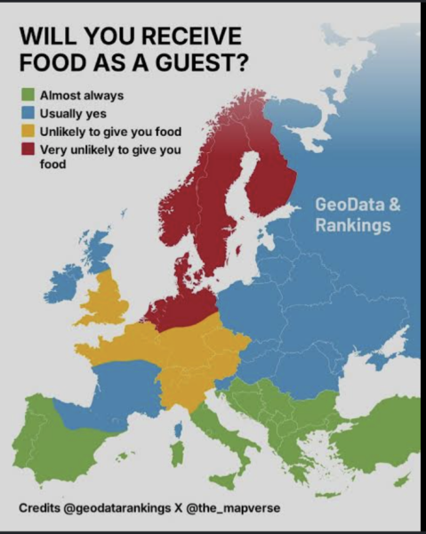 To expect a snack when visiting someone's home for a few hours?