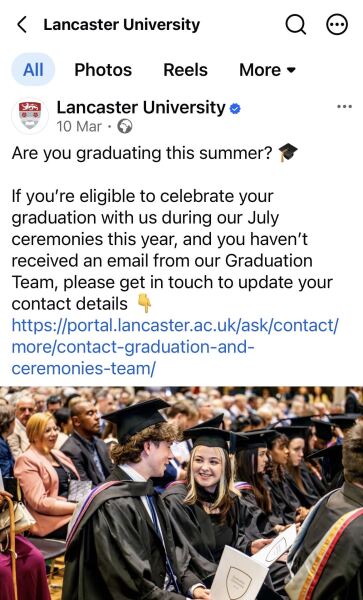 Daughter unable to attend her graduation ceremony as it is full. Advice please