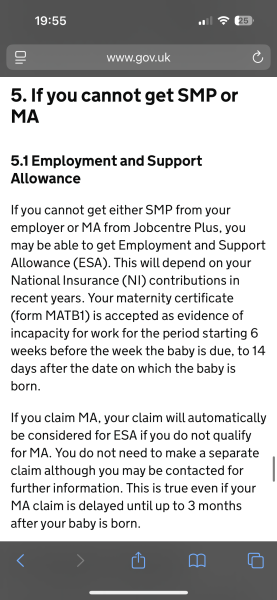 When should I apply for new style ESA before childbirth?