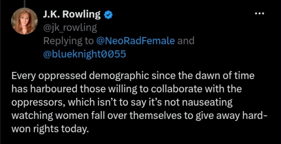 Admiration for J K Rowling and thoughts on principled women