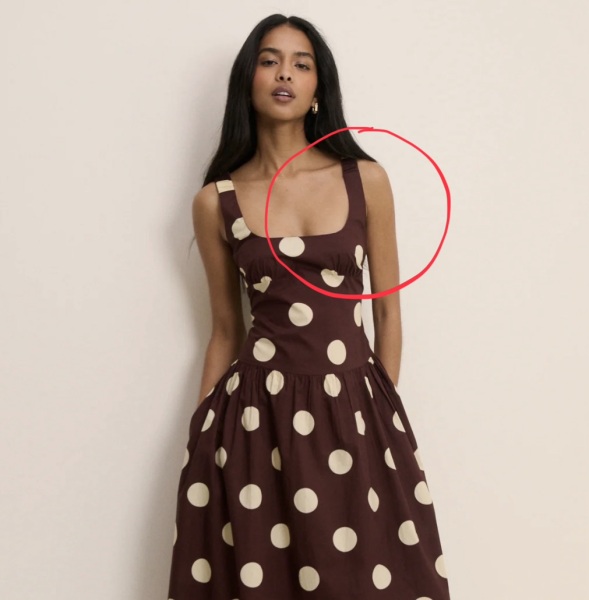 Help me find a brown polka dot midi dress