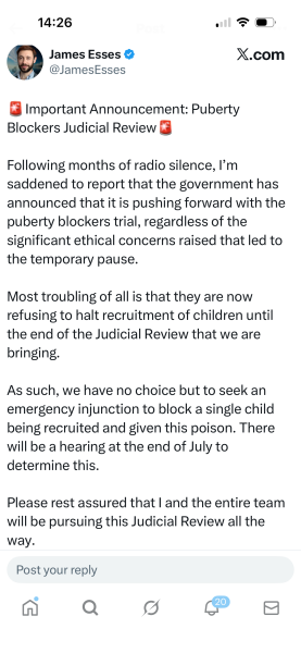Update on the puberty blockers trial
