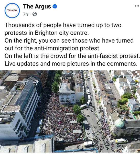 Today in Brighton the facsists turned up. Brighton barely let them out of the station. Well done Brighton !
