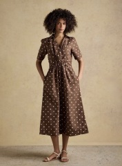 Help me find a brown polka dot midi dress