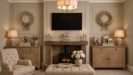 Which living room design suits a neutral country Cotswolds style best?