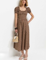 Help me find a brown polka dot midi dress