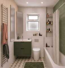 Should we add a little bit of extra warm colour to a white and green themed bathroom? Vote on pics!