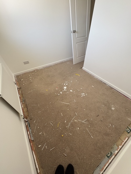 Mess after painter decorator left, even though I was getting new carpets