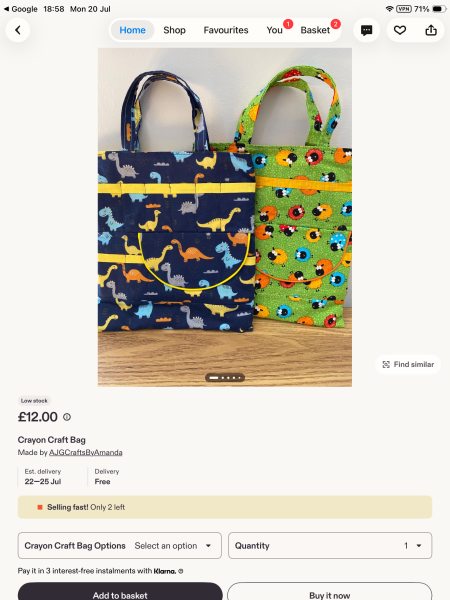 No interest in my handmade crayon tote bags on Marketplace