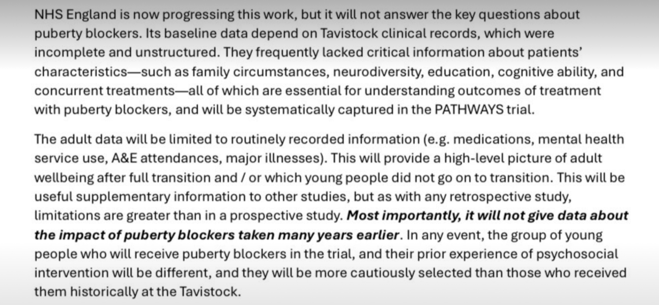 Hilary Cass sent a document to every single MP and Peer, justifying and defending the puberty blockers trial