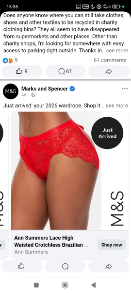 M&S advert for crotchless thongs