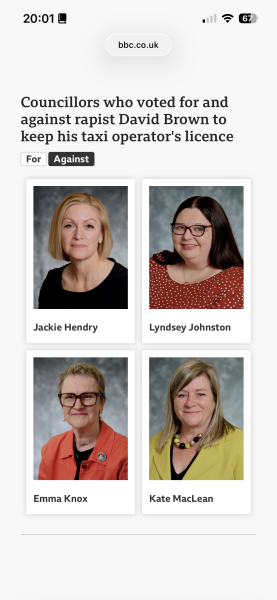 Four councillors quit after vote for rapist taxi driver to keep operator licence (Scotland)